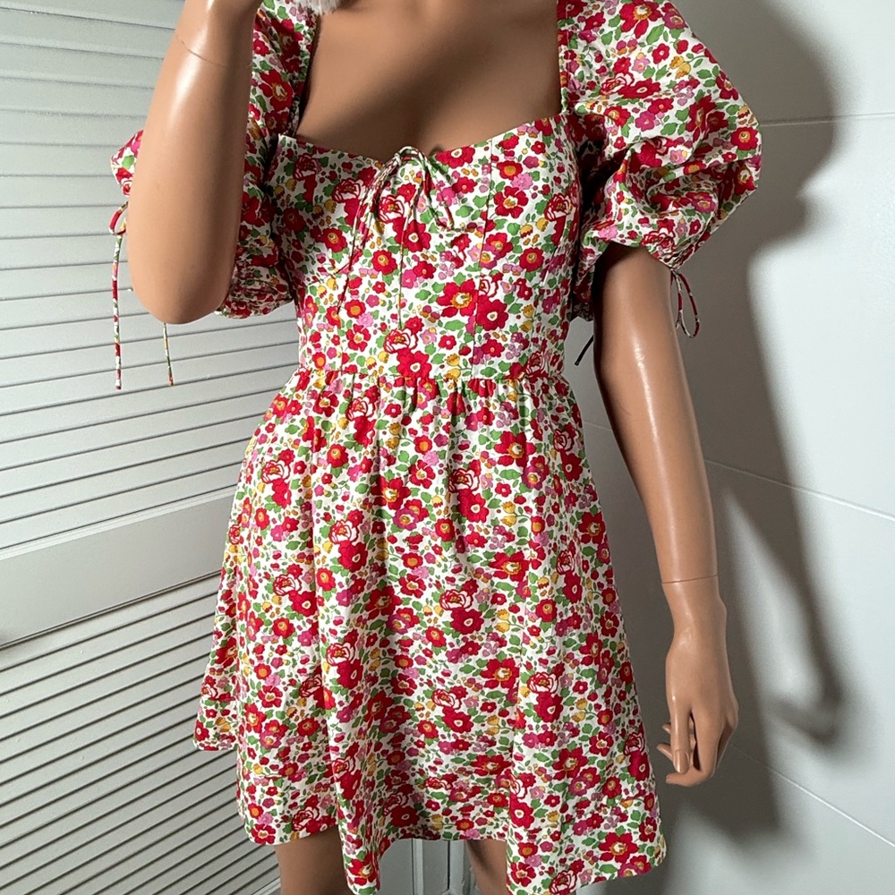 For Love & Lemons floral Puff Sleeve Dress size medium - Picture 2 of 12